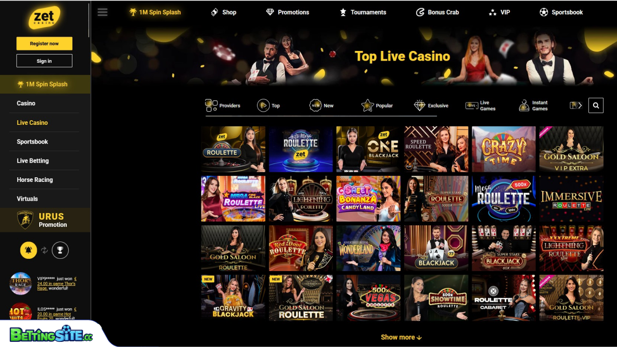 Zetspins live games