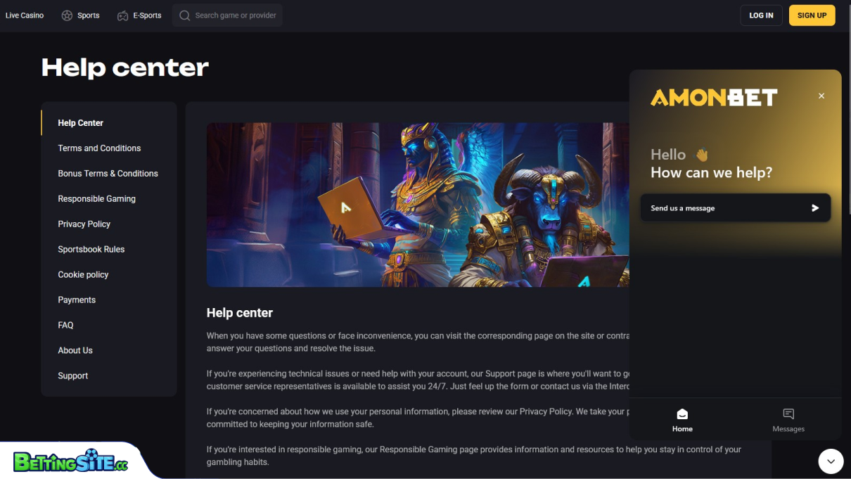 Amonbet customer support