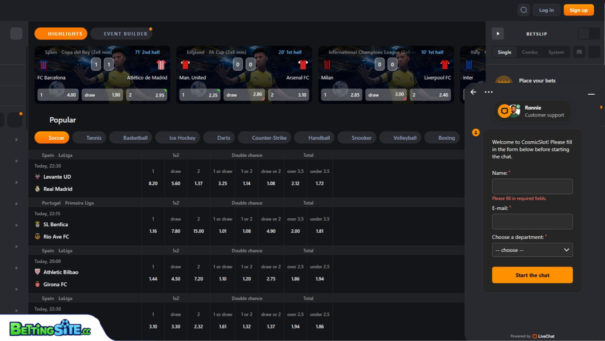 CosmicSlot customer support