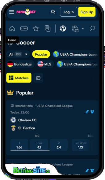 Fanobet mobiele app