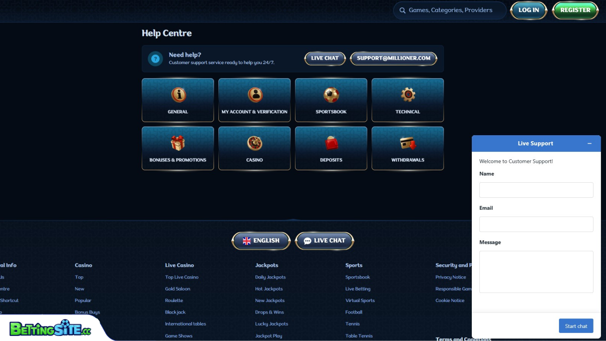 Millioner customer support