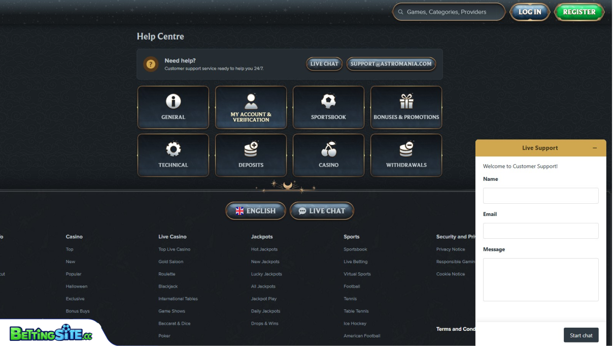 AstroMania customer support