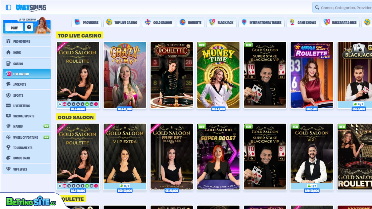 OnlySpins live casino