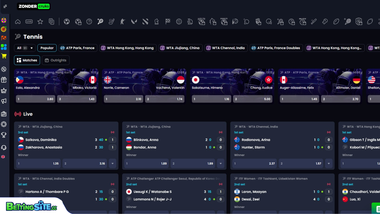 Zondercruks tennis betting