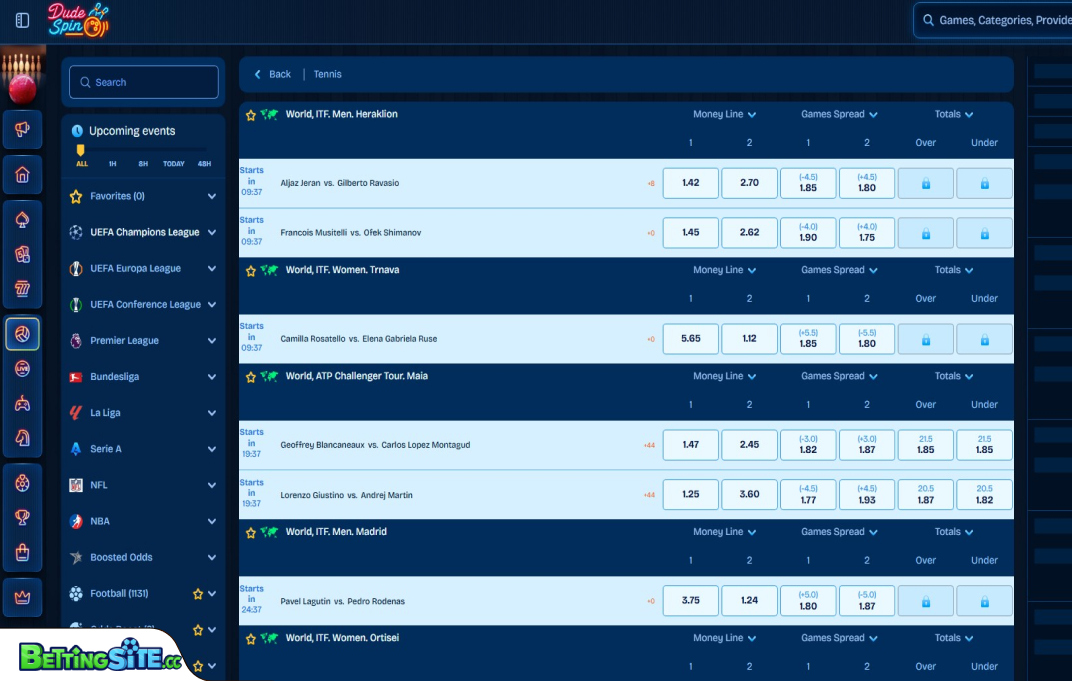 Dudespin Tennis betting