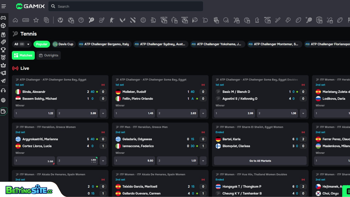 Gamix tennis betting