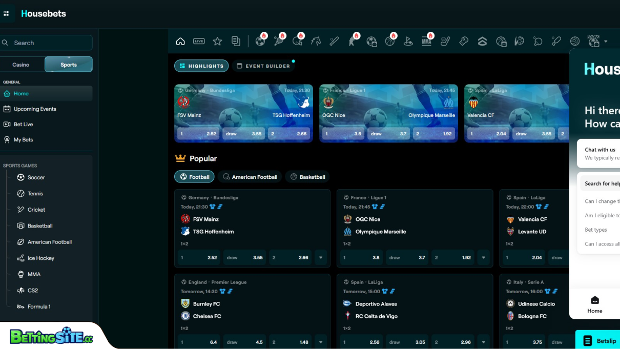 Housebets customer support