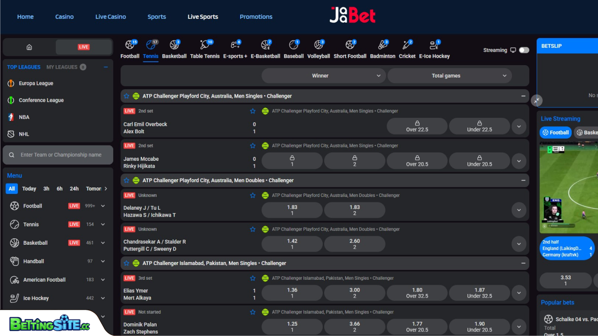 JaaBet tennis betting