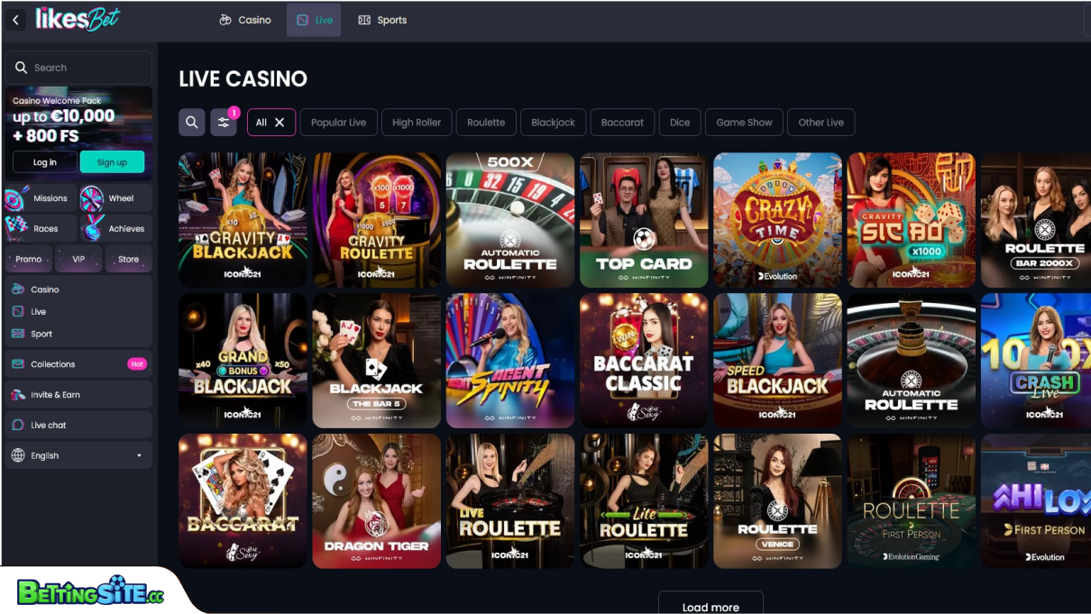 LikesBet live casino