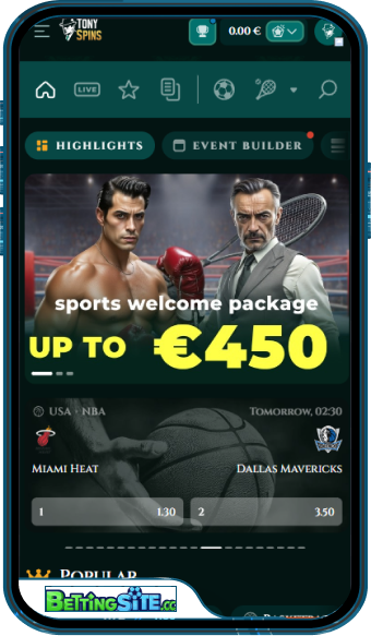 TonySpins mobile app