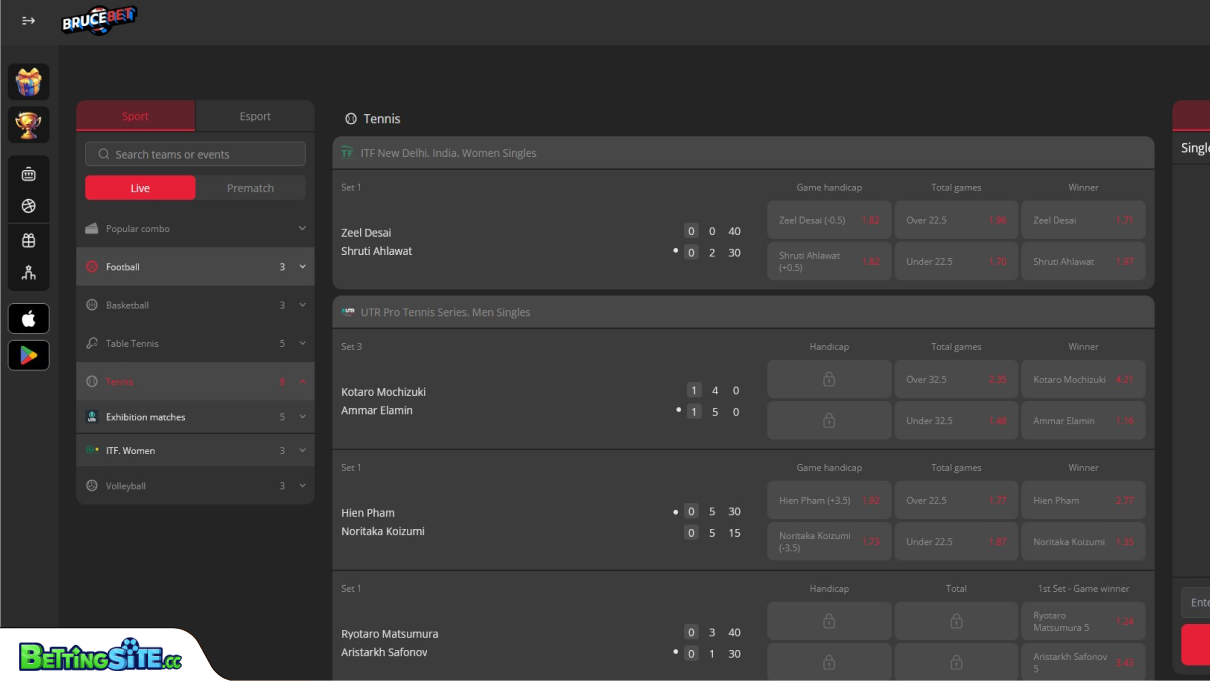 BruceBet tennis betting