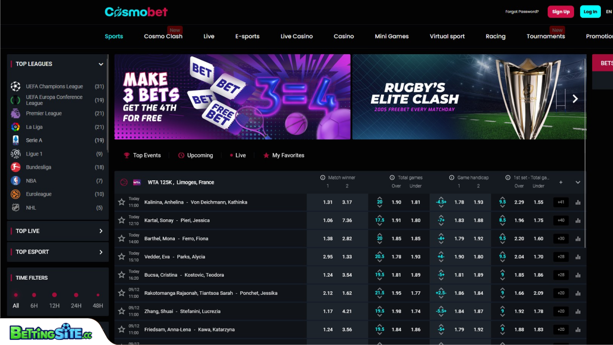 Cosmobet tennis betting