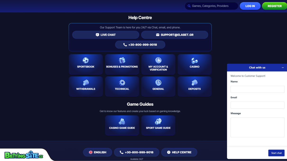 ElaBet customer support