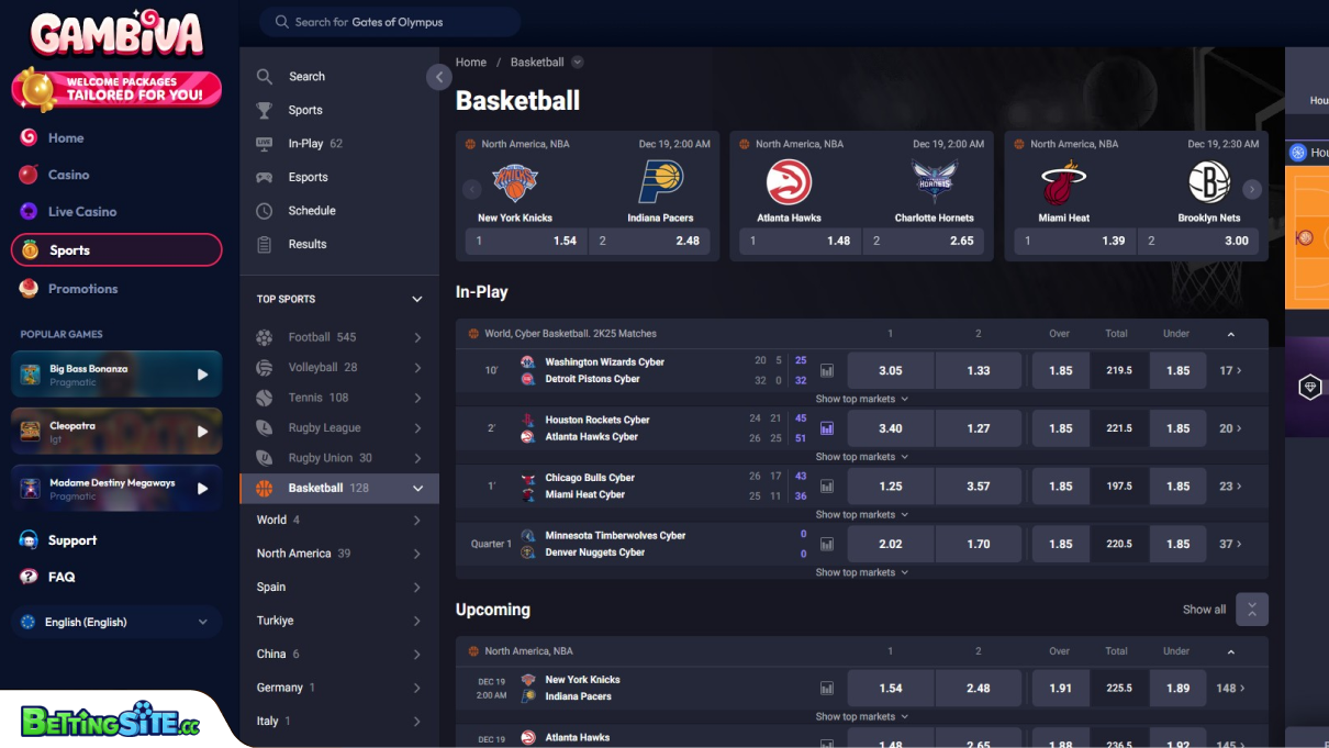 Gambiva basketbalweddenschappen