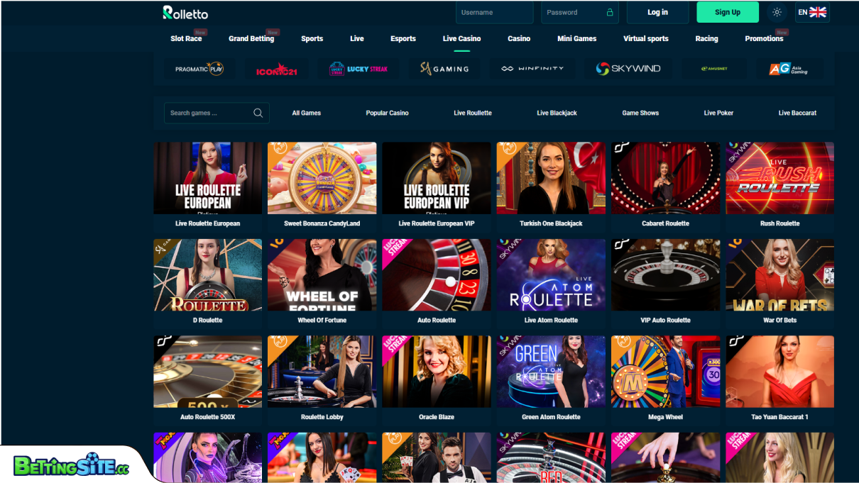 Rolletto live καζίνο