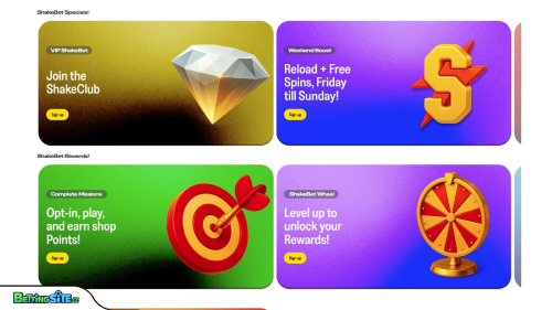 ShakeBet bonuses