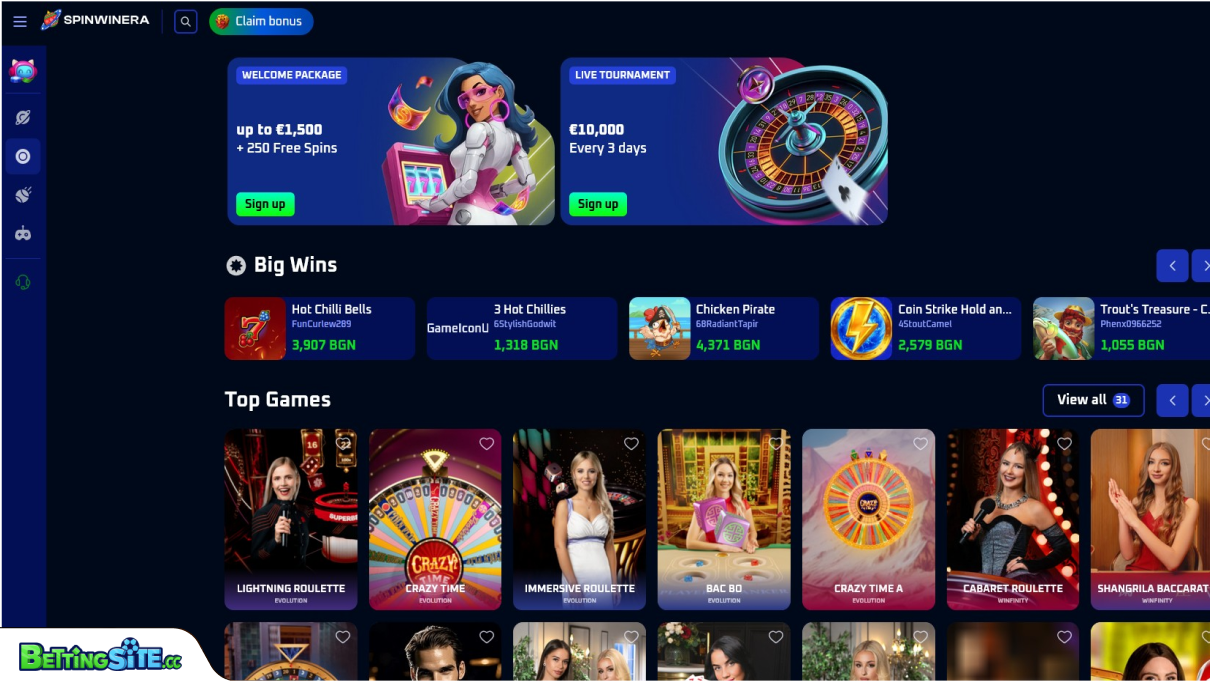 Spinwinera live casino