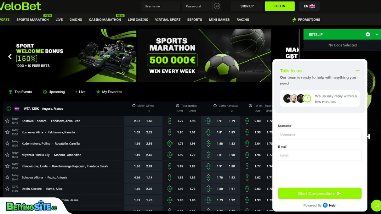 VeloBet customer support