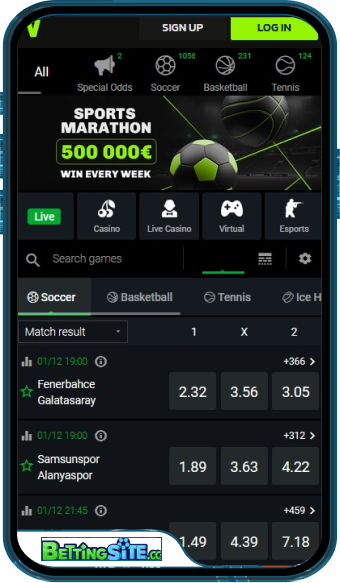 VeloBet mobile app