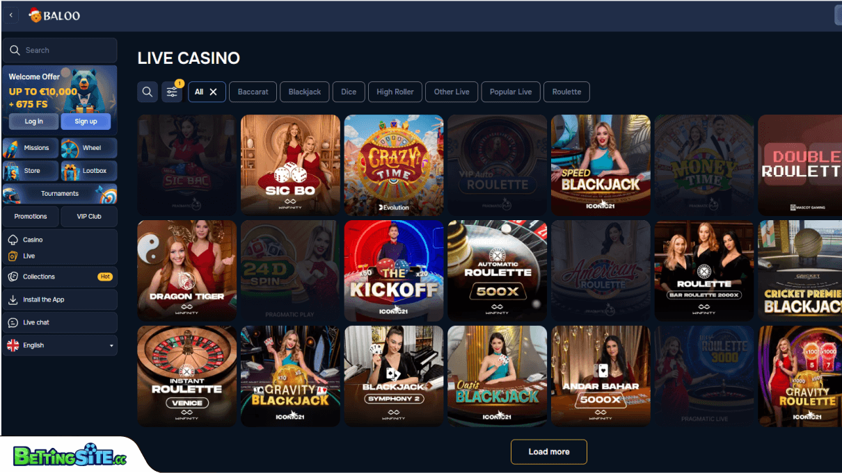 Baloo live casino
