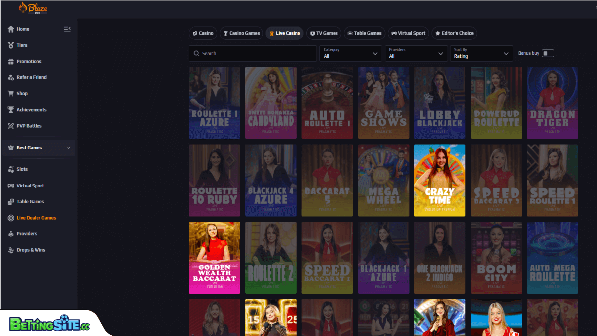 Blaze Spins live casino