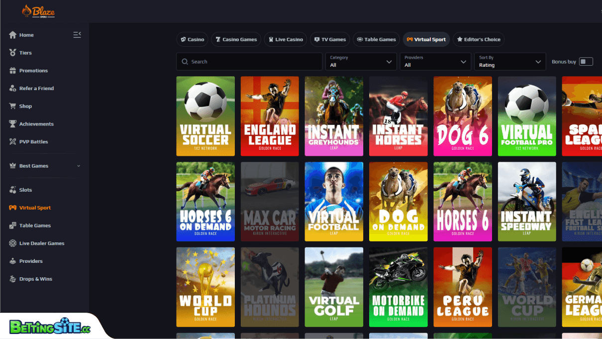 Blaze Spins tennis betting