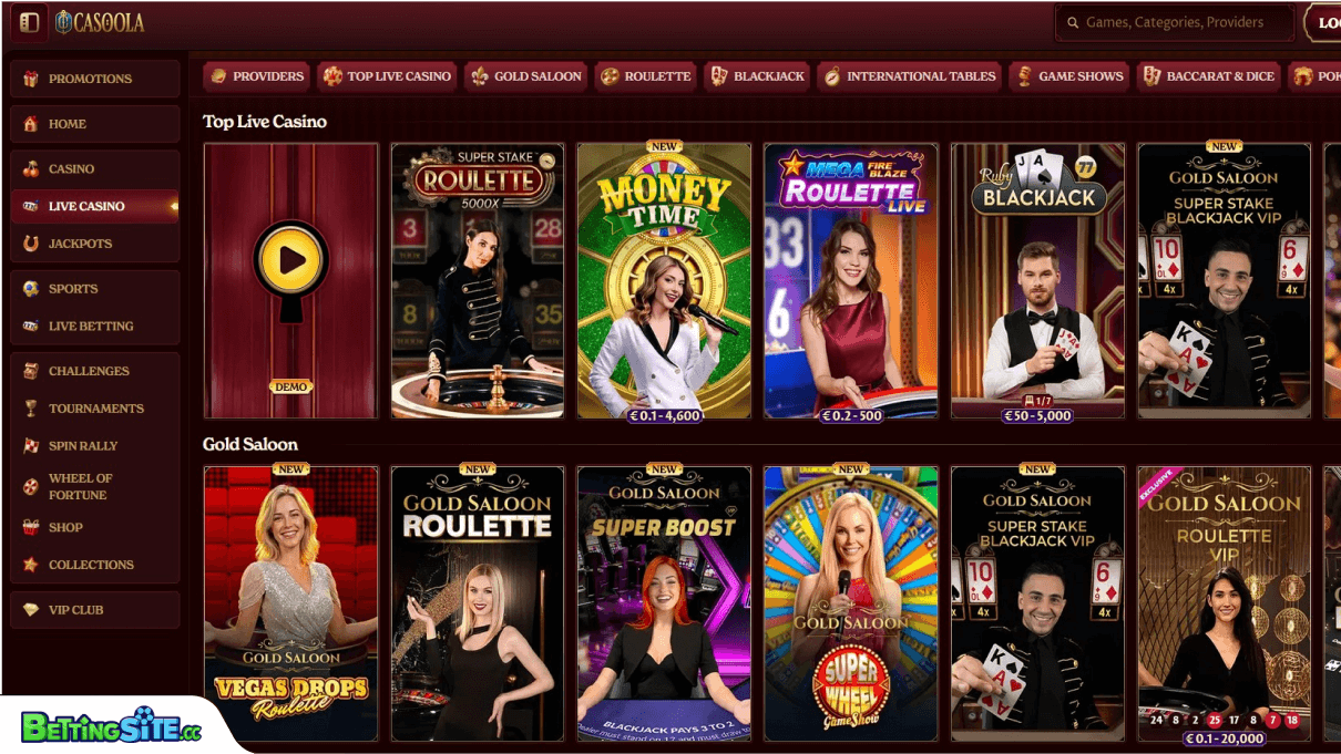 Casoola live casino