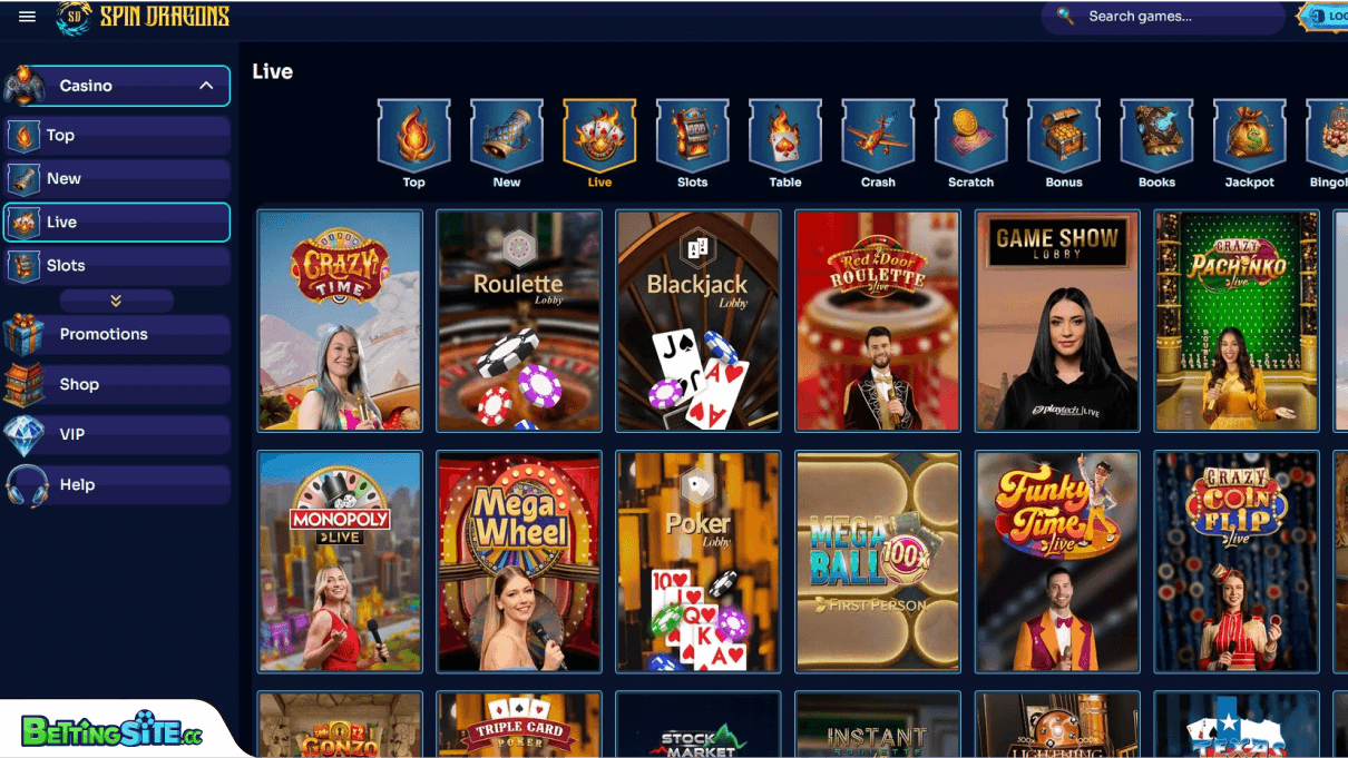 Spindragons live games