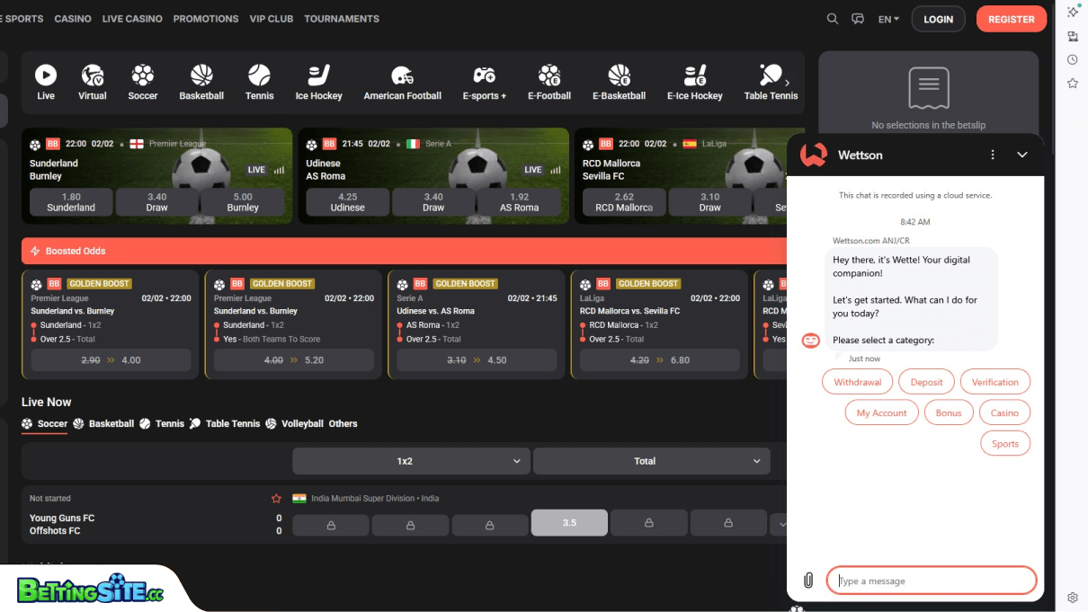 Wettson customer support