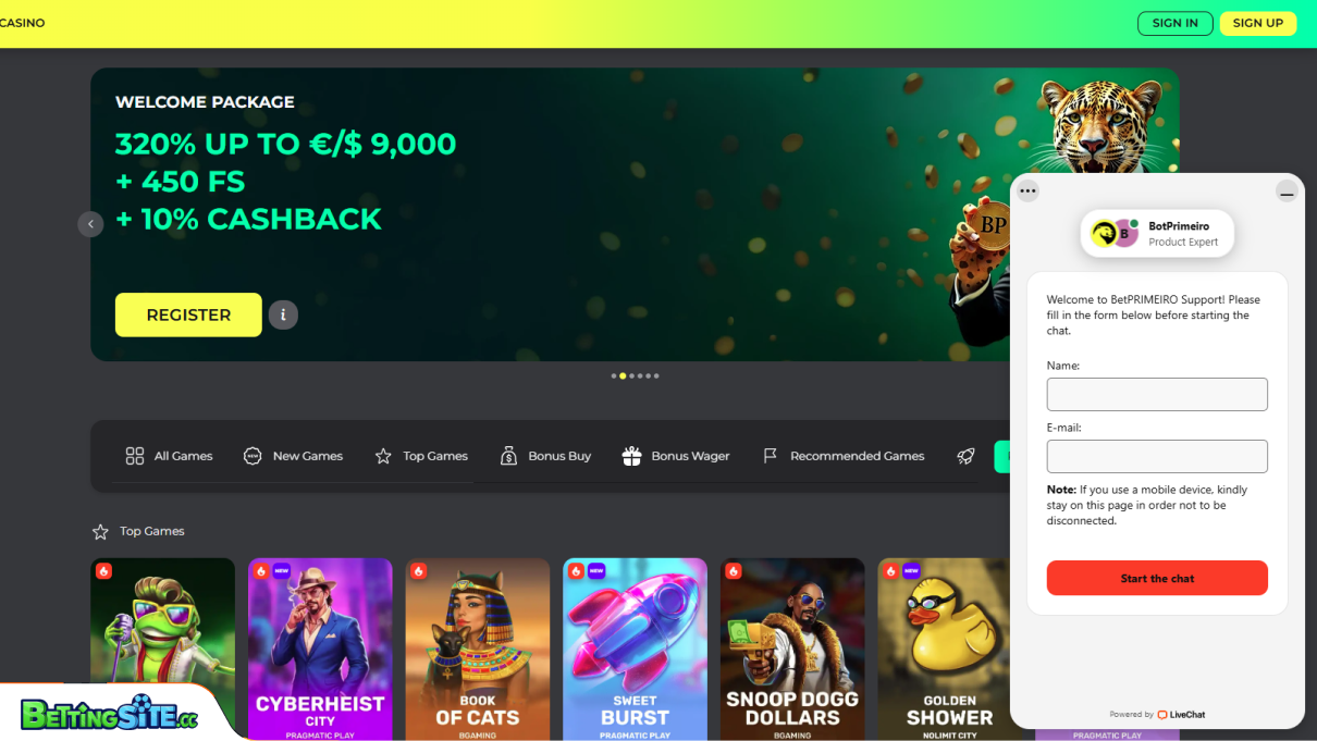 BetPrimeiro customer support