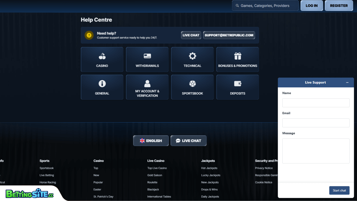 BetRepublic customer support