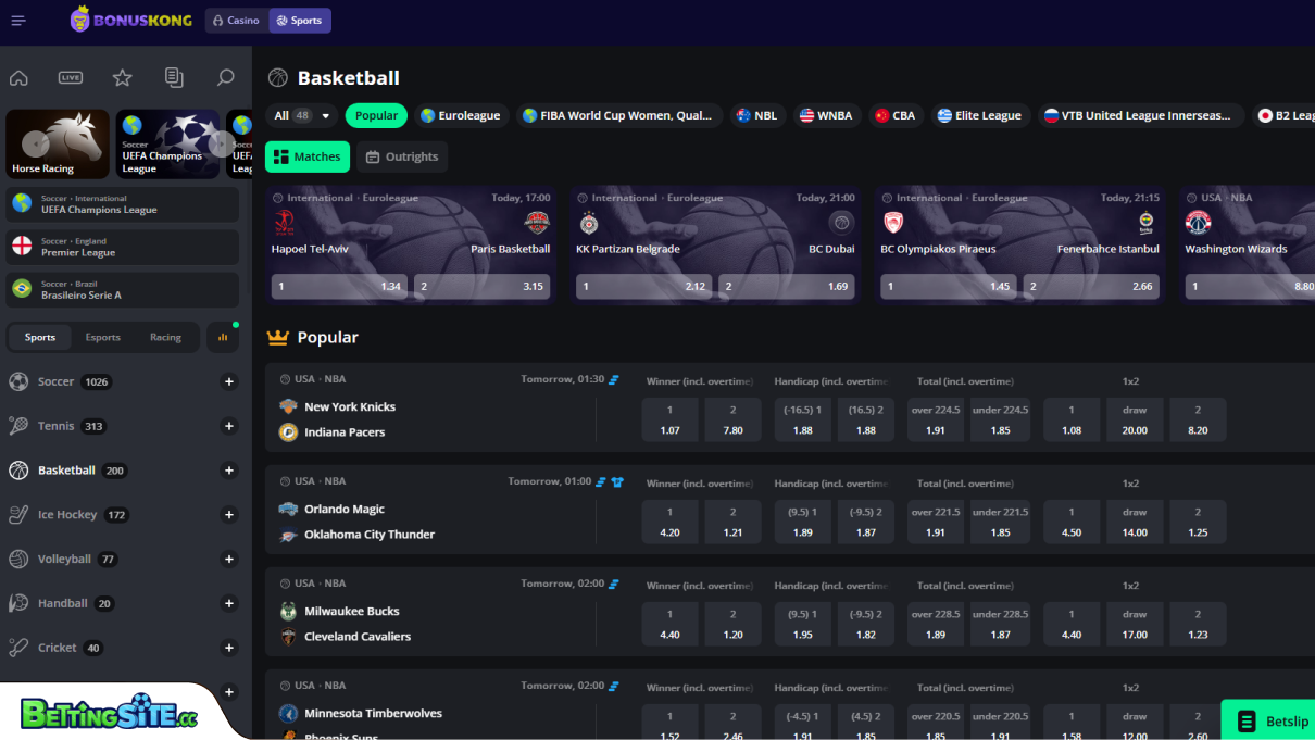 Bonus Kong Basketball betting