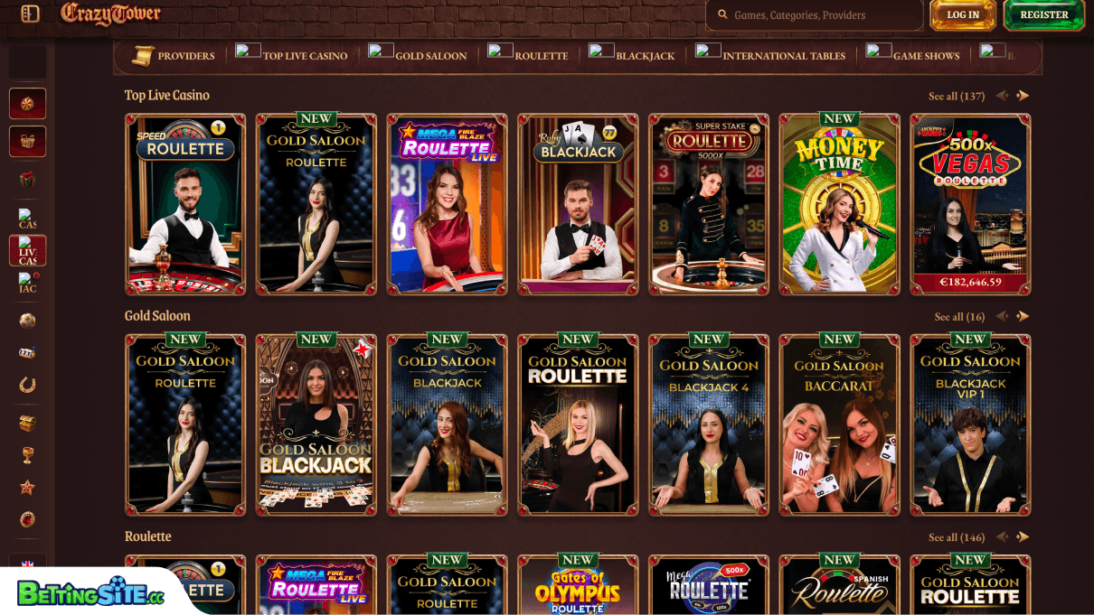 CrazyTower live casino