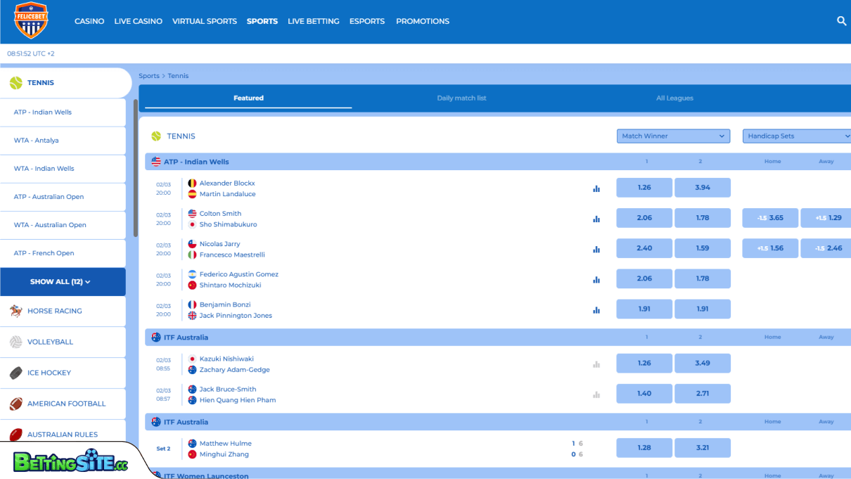 FeliceBet tennis betting