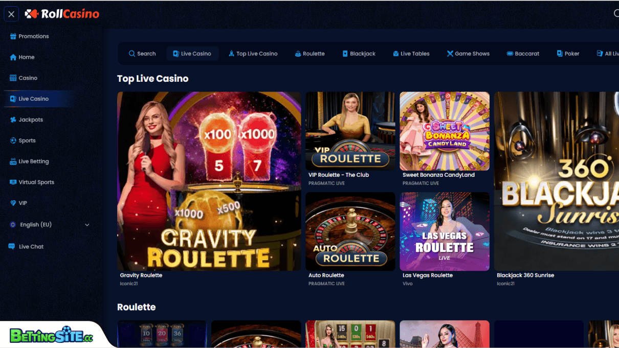 RollCasino live games