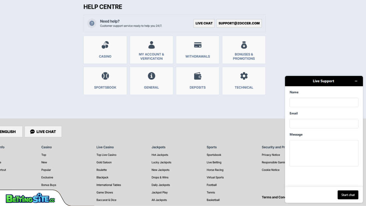 Zoccer customer support