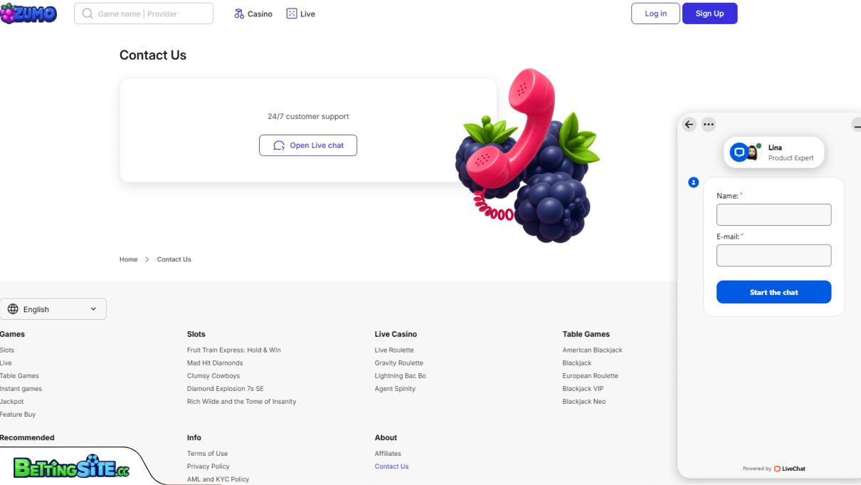 Zumobet customer support