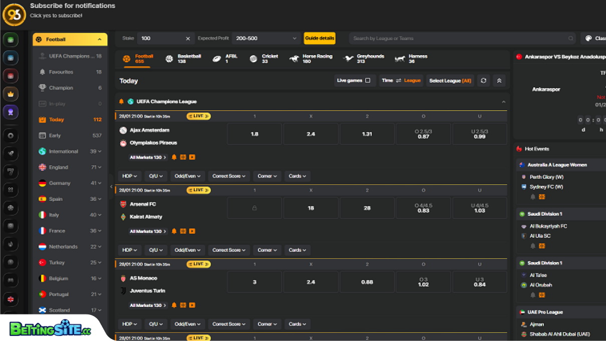 96 Casino E-sports betting