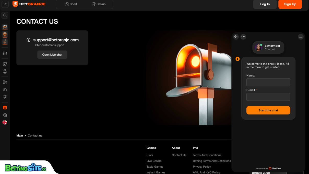 BetOranje customer support