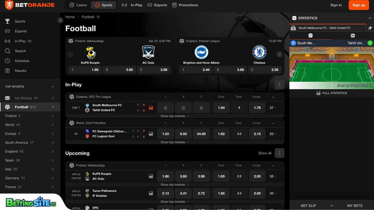 BetOranje football betting