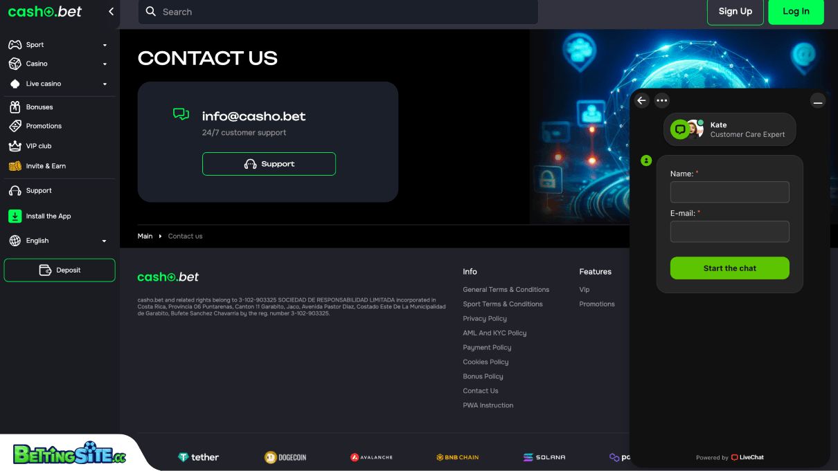 Casho.bet customer support