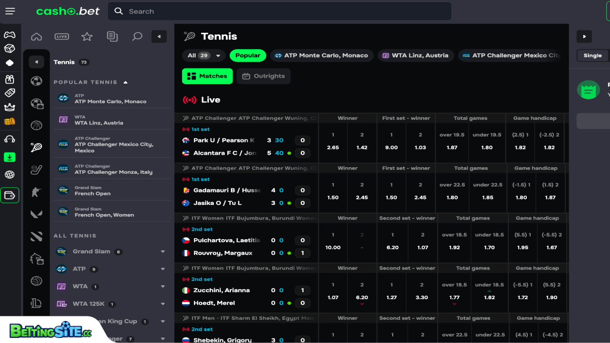 Casho.bet tennis betting