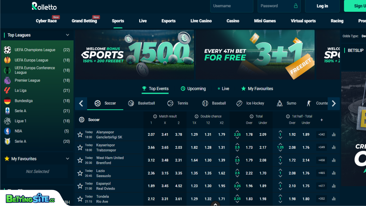 Roletto E-sports betting