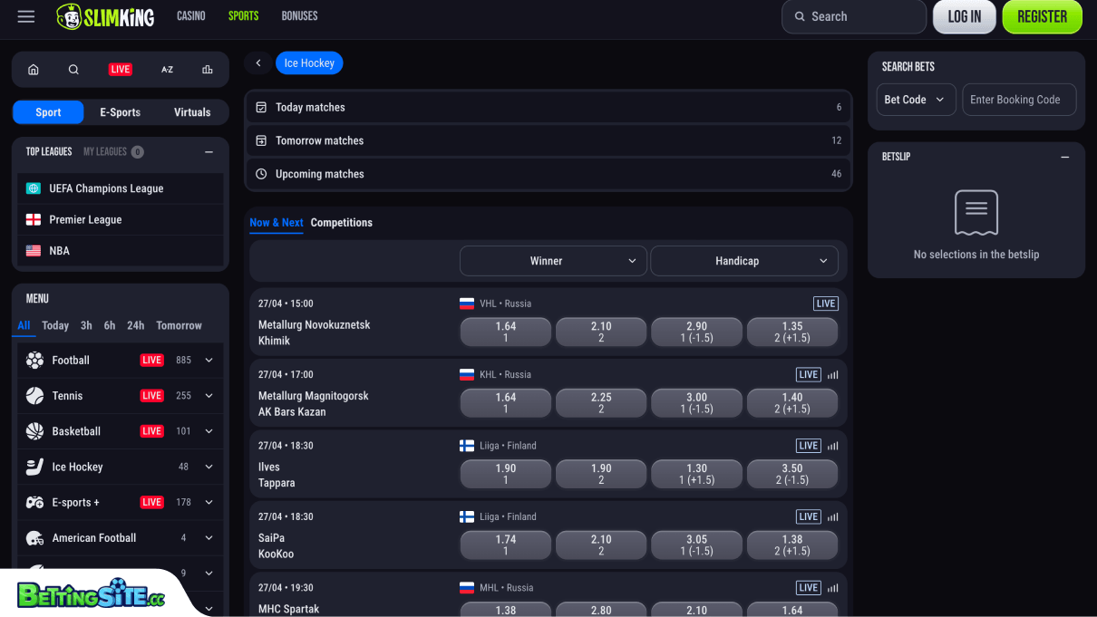 SlimKing ice hockey betting