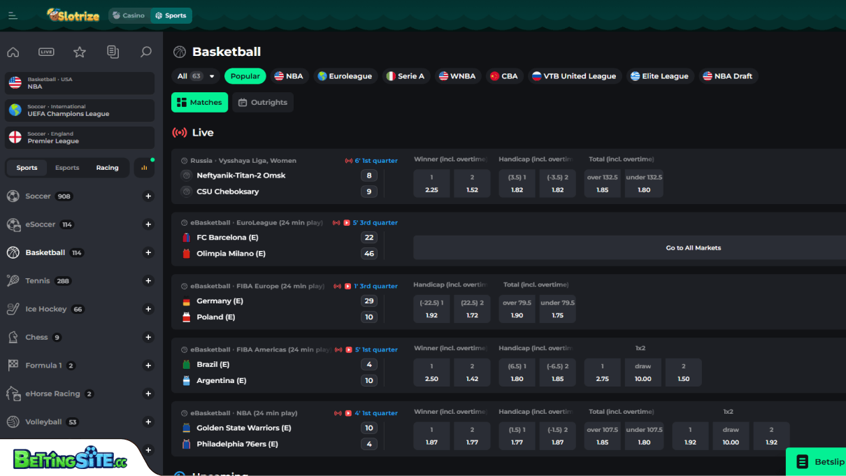 SlotRize Basketball betting