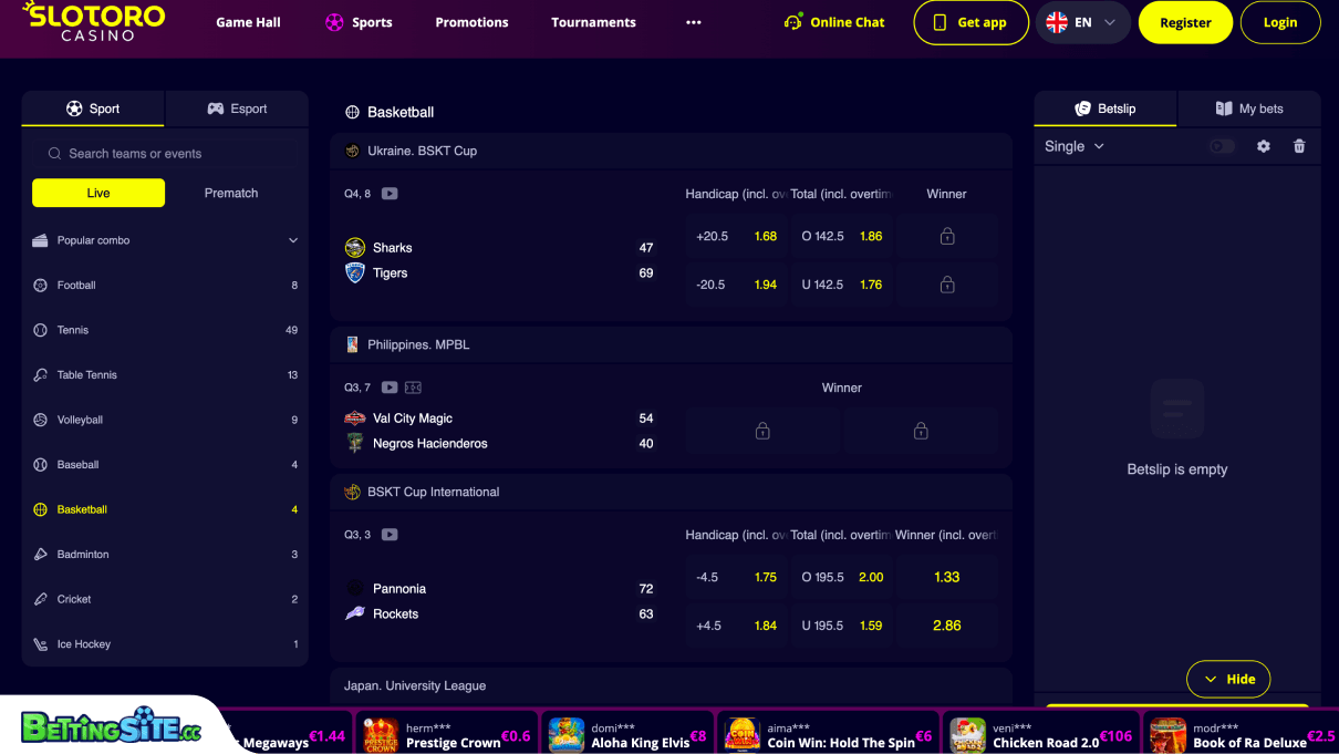 Slotoro basketball betting