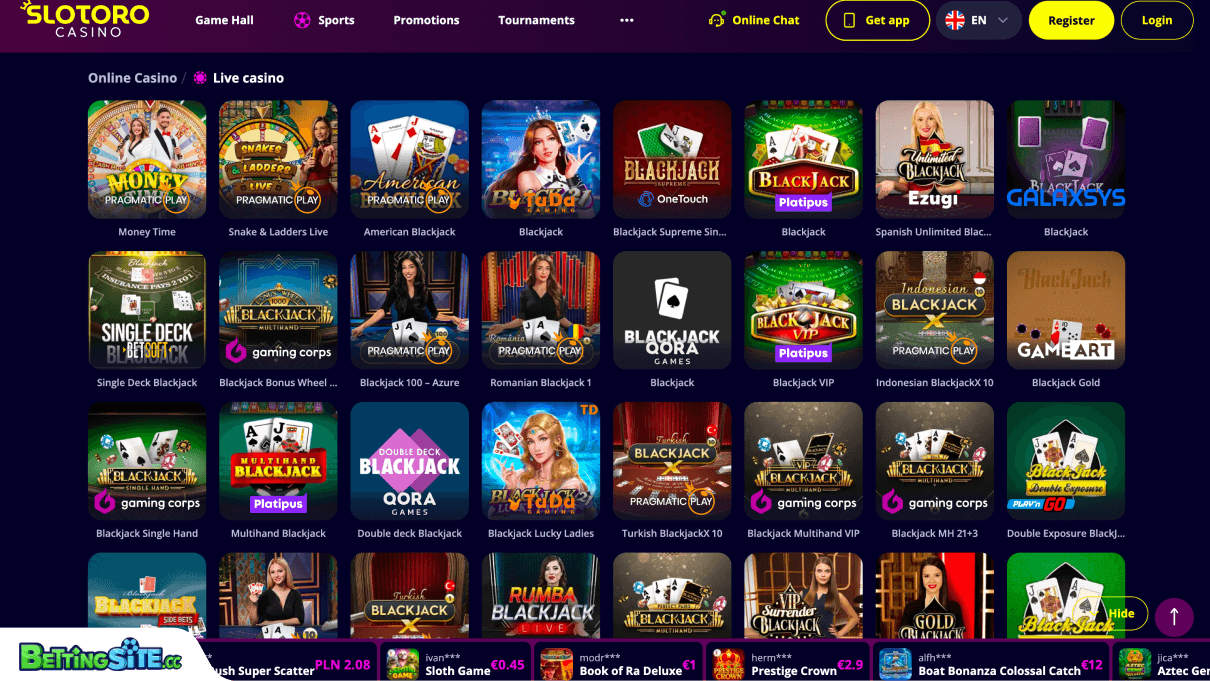 Slotoro live casino