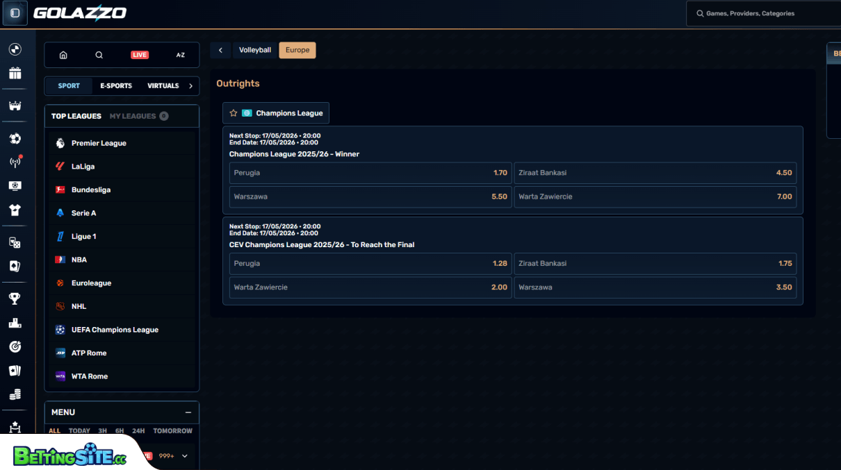 Golazzo Volleyball betting