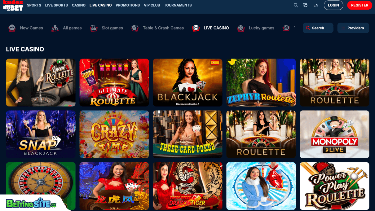KudosBet live casino