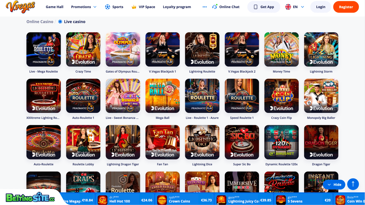 V.Vegas live casino